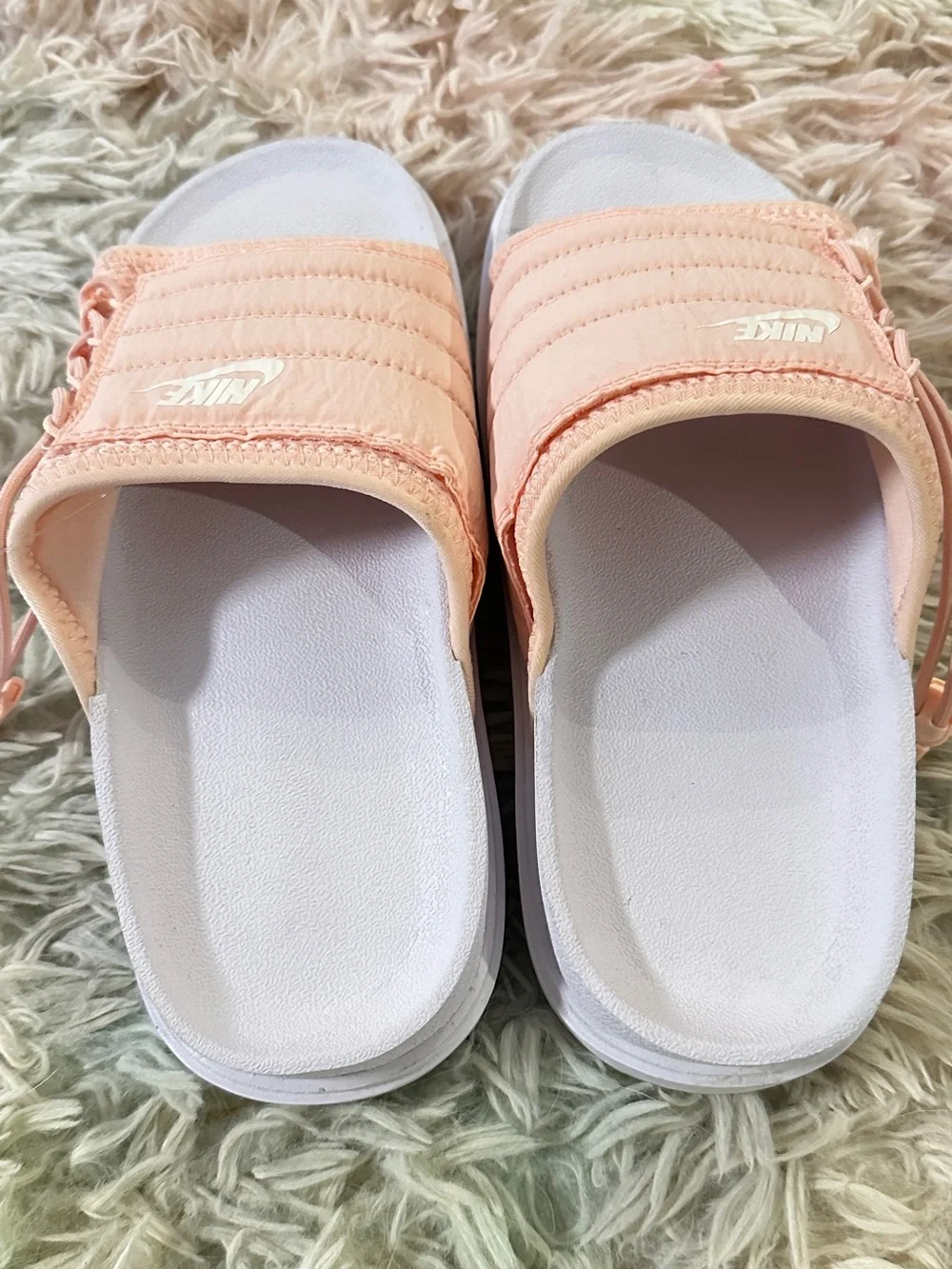 NWT Nike Women's Asuna Slide Sandals in White and Washed Coral Size 7